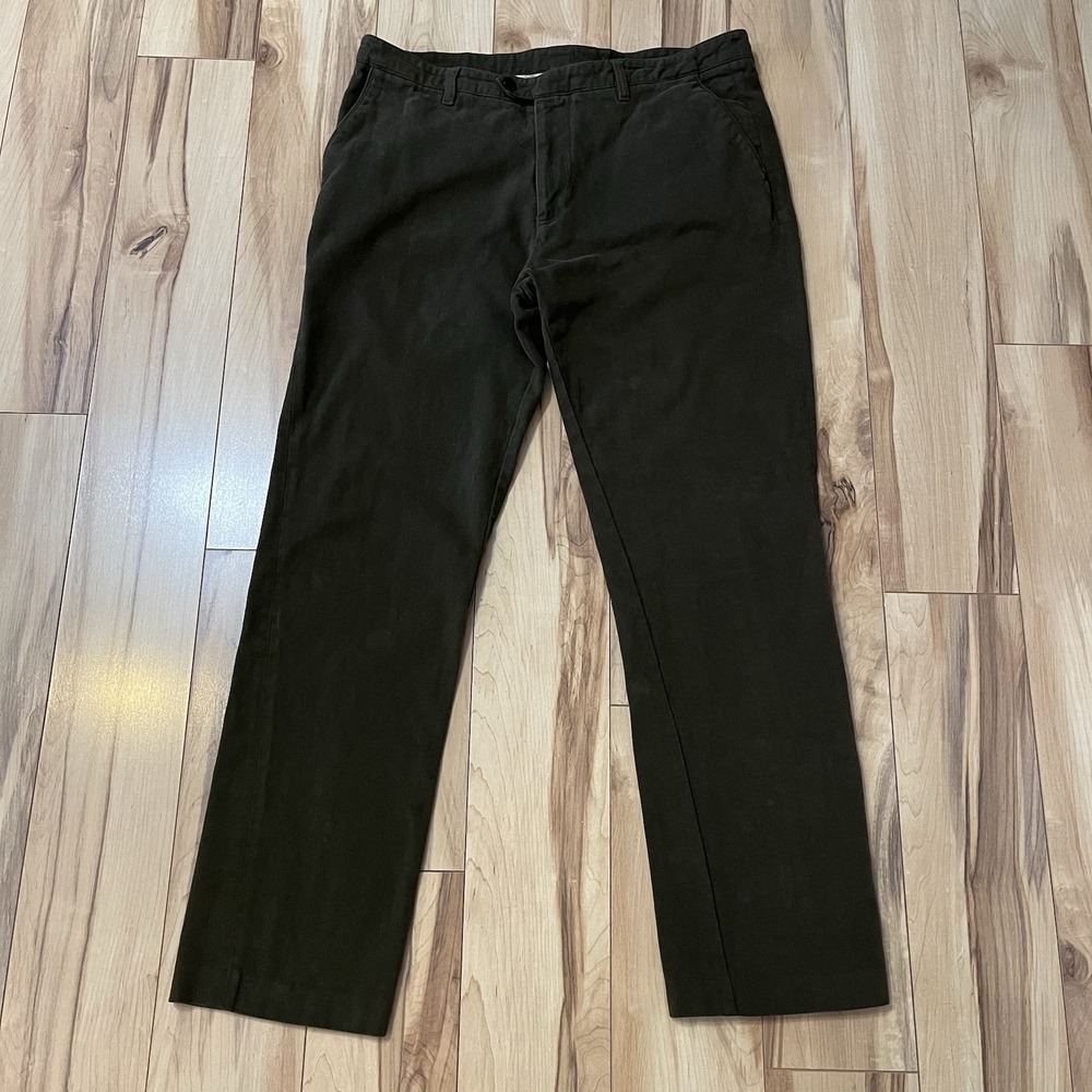 Beretta Brown Chino Corduroy Trouser Pants Size 38x30 Flat Front Cotton Straight